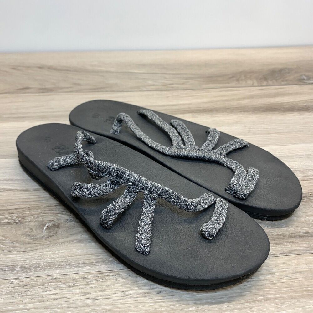 Plaka Sandals Womens Size 10 Gray Flip Flop Flat Casual Toe Loop‎ Strappy